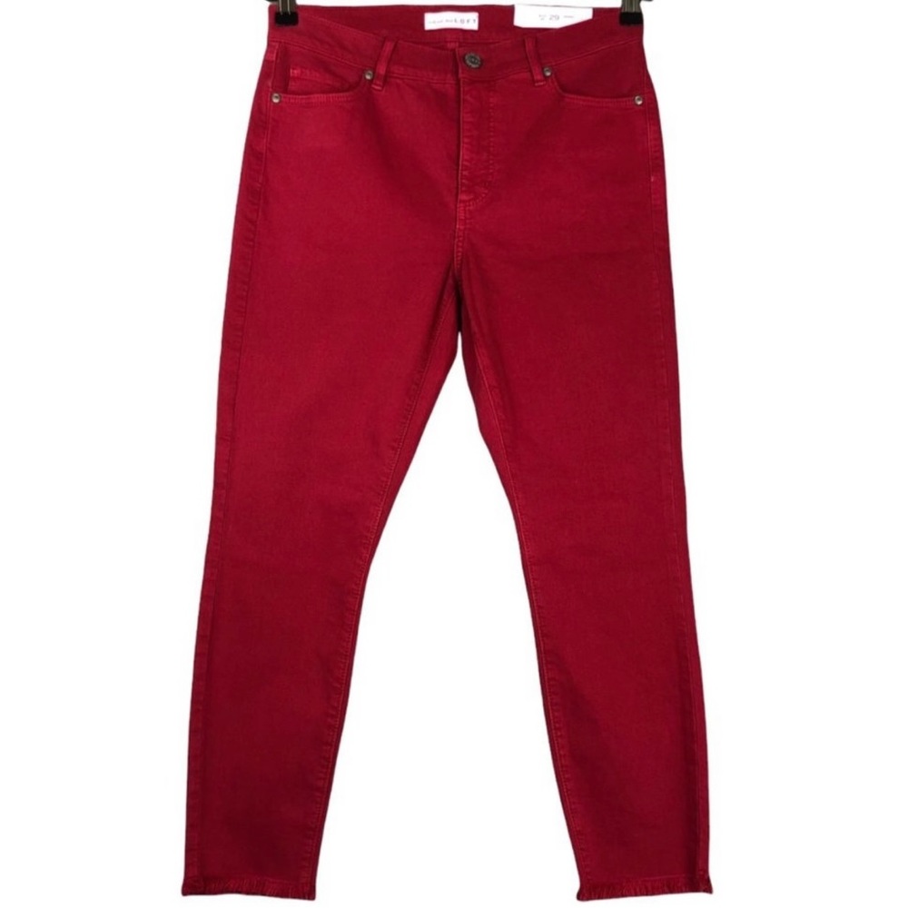 Loft frayed hem skinny jeans with slim pockets